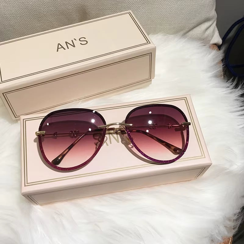 2025 New Diamond Sunglasses Female Brand Design Imitation Rhinestones Gradient Lens UV400 Pilot Sun Glasses Women Shades S316