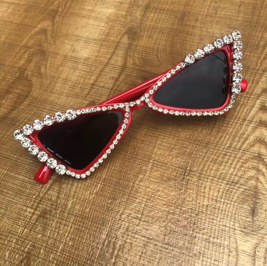 Baby Cat Eye Sunglasses Kids Diamond Crystal Sun Glasses UV400 Summer Shades Black Red Small Eyewear Luxury Gafas De