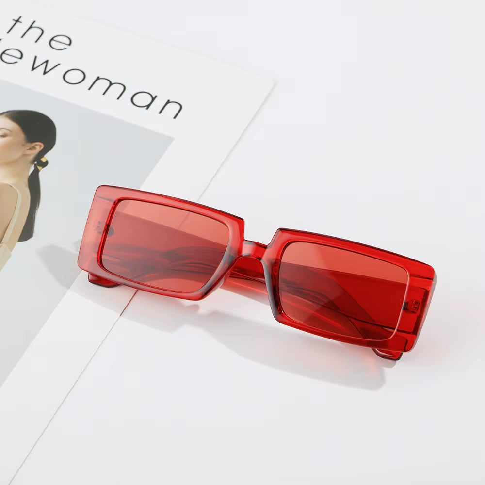 New Fashion Wide Frame Small Rectangle Sunglasses Female Shades Vintage Eyewear UV400 Candy Color Cycling Girls Boys Sun Glasses