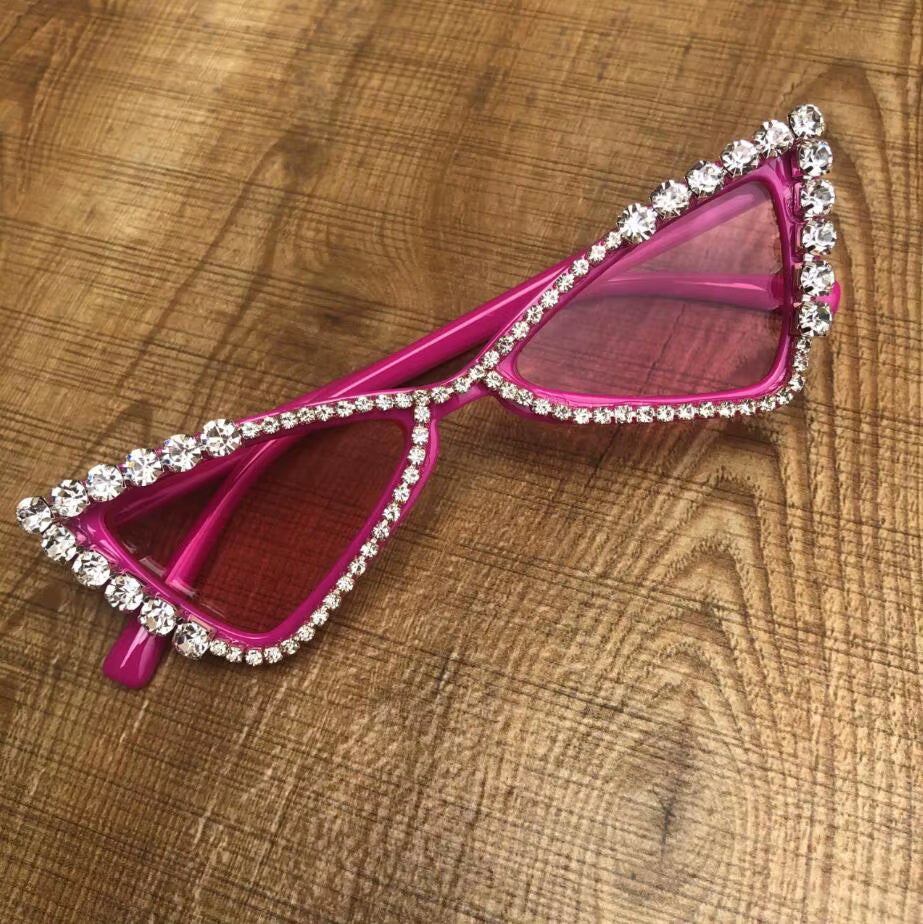 Baby Cat Eye Sunglasses Kids Diamond Crystal Sun Glasses UV400 Summer Shades Black Red Small Eyewear Luxury Gafas De