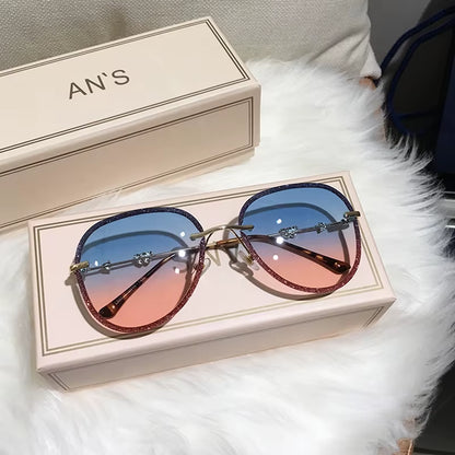 2025 New Diamond Sunglasses Female Brand Design Imitation Rhinestones Gradient Lens UV400 Pilot Sun Glasses Women Shades S316