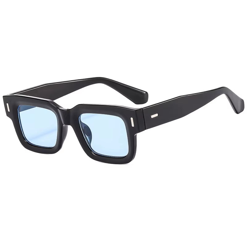 2023 New Retro Grey Square Sunglasses for Women Men Fashion Transparen Frame Glasses Eyewear Male Shades UV400 Rivets Eyeglasse