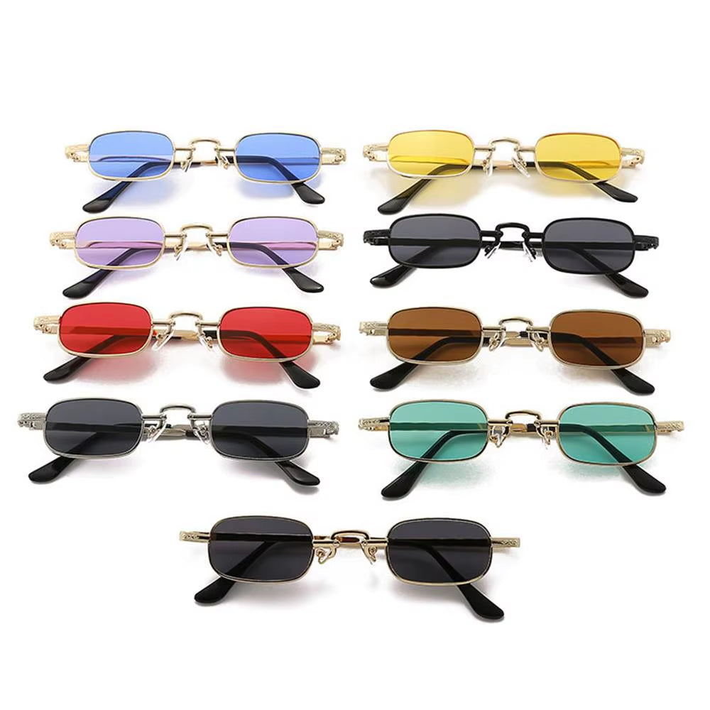 1PC Retro Metal Frame Small Rectangle Sunglasses for Women Men Vintage Punk UV400 Protection Eyewear Classic Oval Eyeglasses