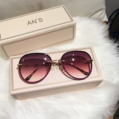 2025 New Diamond Sunglasses Female Brand Design Imitation Rhinestones Gradient Lens UV400 Pilot Sun Glasses Women Shades S316