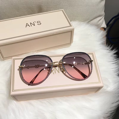 2025 New Diamond Sunglasses Female Brand Design Imitation Rhinestones Gradient Lens UV400 Pilot Sun Glasses Women Shades S316