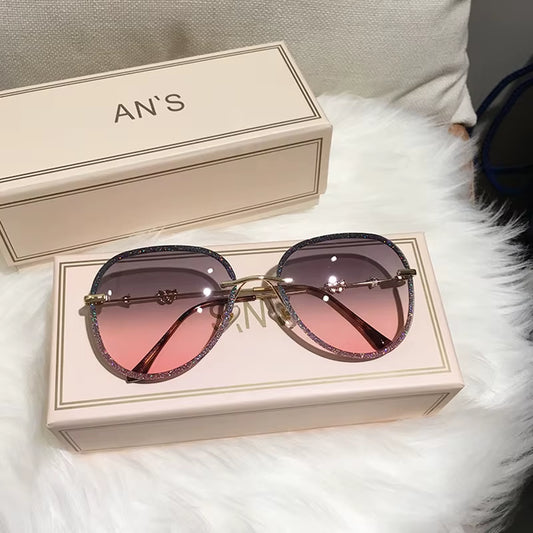 2025 New Diamond Sunglasses Female Brand Design Imitation Rhinestones Gradient Lens UV400 Pilot Sun Glasses Women Shades S316