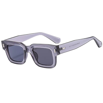 2023 New Retro Grey Square Sunglasses for Women Men Fashion Transparen Frame Glasses Eyewear Male Shades UV400 Rivets Eyeglasse