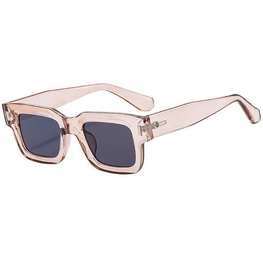 2023 New Retro Grey Square Sunglasses for Women Men Fashion Transparen Frame Glasses Eyewear Male Shades UV400 Rivets Eyeglasse