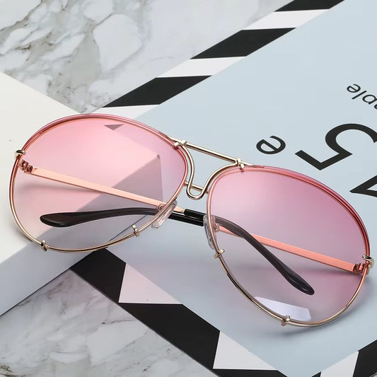 2025 New Fashion Pilot Sunglasses Women Oversized Luxury Sun Glasses for Female Cool Mirror Vintage Lady Gradient Shades UV400